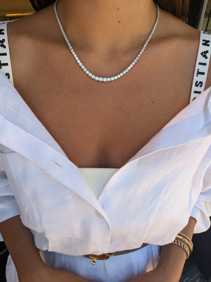 RACHEL LYNN CHICAGO Necklaces White Gold All The Way Graduated 800cts Diamond 1750 Tennis Necklace