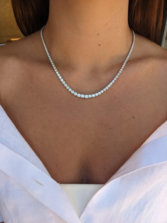 RACHEL LYNN CHICAGO Necklaces White Gold All The Way Graduated 800cts Diamond 1750 Tennis Necklace