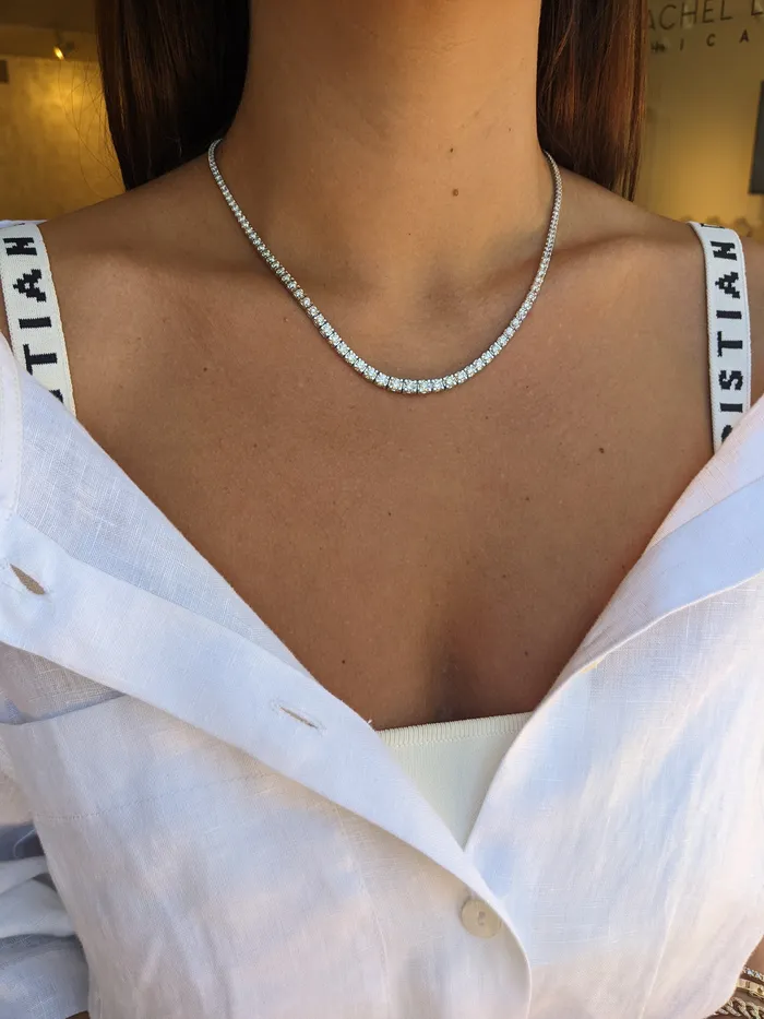RACHEL LYNN CHICAGO Necklaces White Gold All The Way Graduated 800cts Diamond 1750 Tennis Necklace