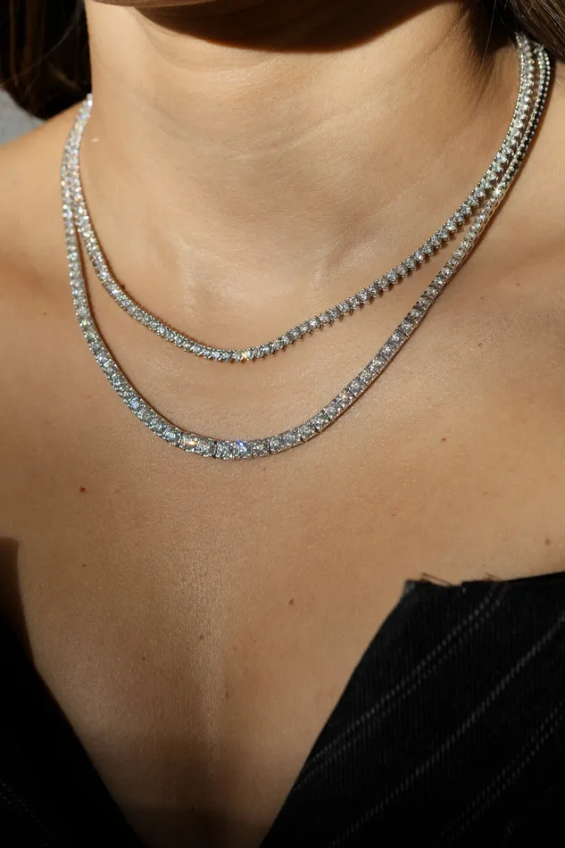 RACHEL LYNN CHICAGO Necklaces White Gold All The Way Graduated 800cts Diamond 1750 Tennis Necklace