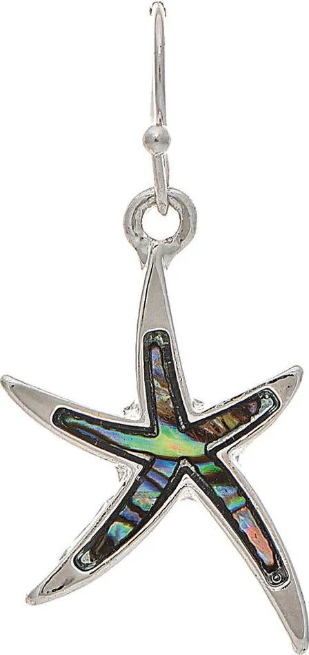 RAINJEWELRY Silver Abalone Inlay Starfish Earrings Earrings