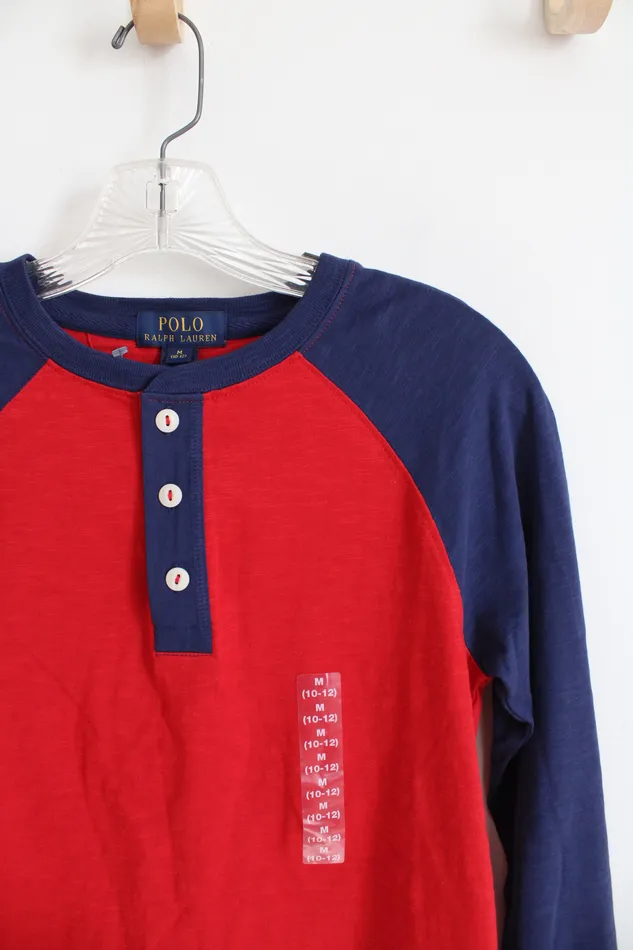 Ralph Lauren Rings NEW Polo Ralph Lauren Blue Red Long Sleeved Henley Shirt Youth M 1012