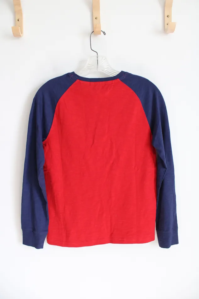 Ralph Lauren Rings NEW Polo Ralph Lauren Blue Red Long Sleeved Henley Shirt Youth M 1012