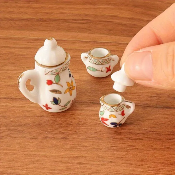 Realistic Ceramic Teapot Kettle Set 1 12 Scale Ceramic Dishes Miniatures by NC Earrings Realistic Ceramic Teapot Kettle Set 1 12 Scale Ceramic Dishes Miniatures by NC Earrings