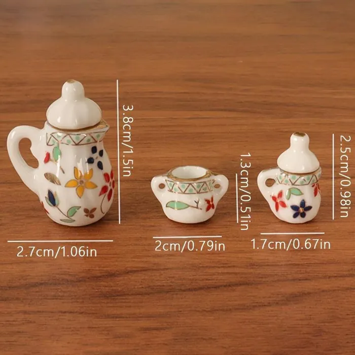 Realistic Ceramic Teapot Kettle Set 1 12 Scale Ceramic Dishes Miniatures by NC Earrings