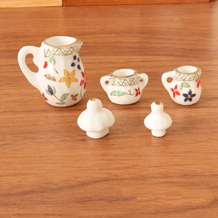Realistic Ceramic Teapot Kettle Set 1 12 Scale Ceramic Dishes Miniatures by NC Earrings