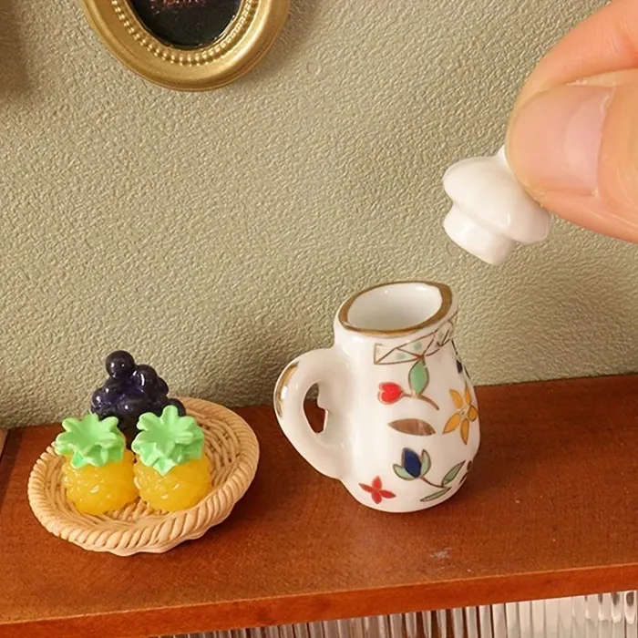 Realistic Ceramic Teapot Kettle Set 1 12 Scale Ceramic Dishes Miniatures by NC Earrings