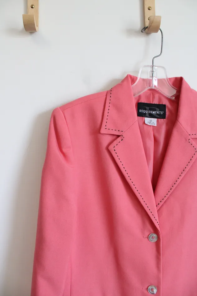 Requirements Hot Pink Stitched Blazer 12 Requirements Earrings