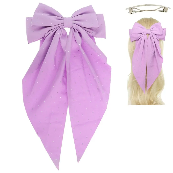 RHINESTONE EMBELLISHED BOW BARRETTE HAIR CLIP LAVENDER Something Special LA Rings RHINESTONE EMBELLISHED BOW BARRETTE HAIR CLIP LAVENDER Something Special LA Rings
