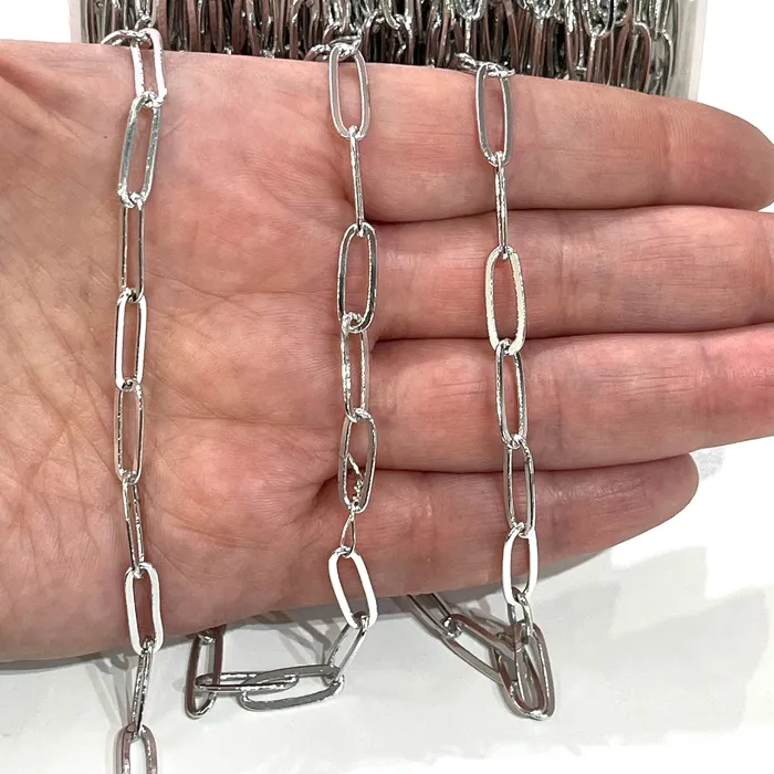 Rhodium Plated Paperclip Chain 14x5 mm Rhodium Plated Chain Peppy Beads Necklaces Rhodium Plated Paperclip Chain 14x5 mm Rhodium Plated Chain Peppy Beads Necklaces