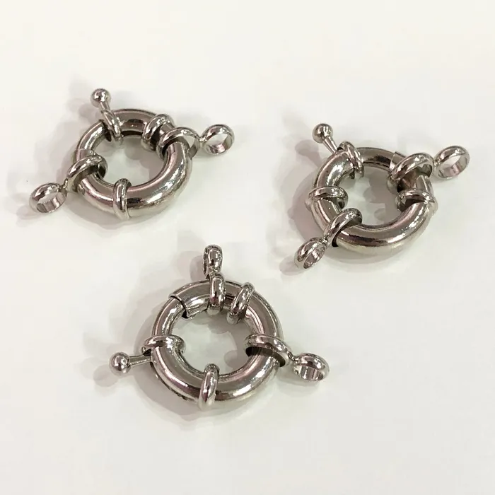 Rhodium Spring Ring Clasp with Loops 17mm Rhodium Plated Spring Clasp Rhodium Trigger Clasp Peppy Beads Rings Rhodium Spring Ring Clasp with Loops 17mm Rhodium Plated Spring Clasp Rhodium Trigger Clasp Peppy Beads Rings