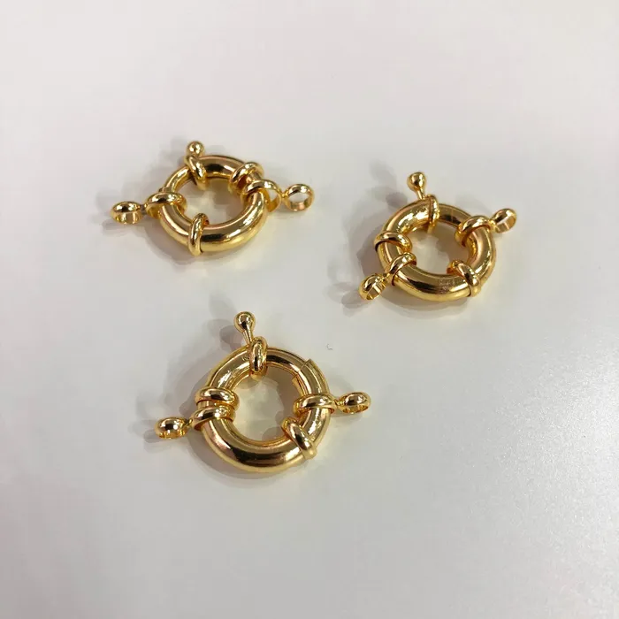 Rhodium Spring Ring Clasp with Loops 17mm Rhodium Plated Spring Clasp Rhodium Trigger Clasp Peppy Beads Rings