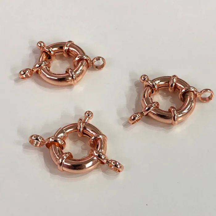 Rhodium Spring Ring Clasp with Loops 17mm Rhodium Plated Spring Clasp Rhodium Trigger Clasp Peppy Beads Rings