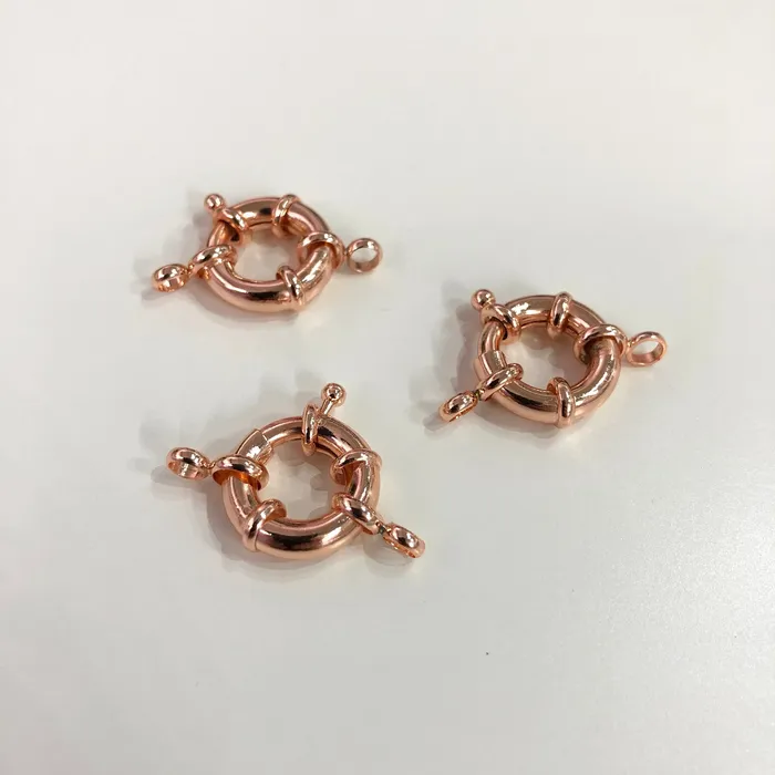 Rhodium Spring Ring Clasp with Loops 17mm Rhodium Plated Spring Clasp Rhodium Trigger Clasp Peppy Beads Rings