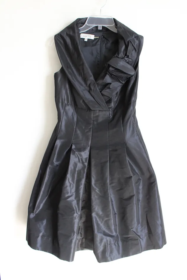 Rickie Freeman Teri Jon Black Satin Dress 4 Teri Jon Rings