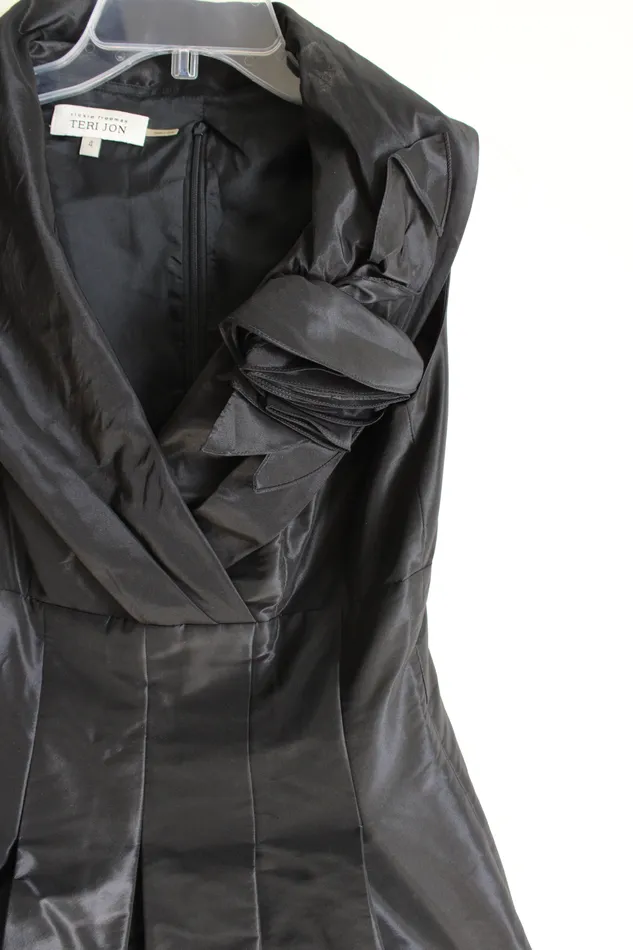 Rickie Freeman Teri Jon Black Satin Dress 4 Teri Jon Rings