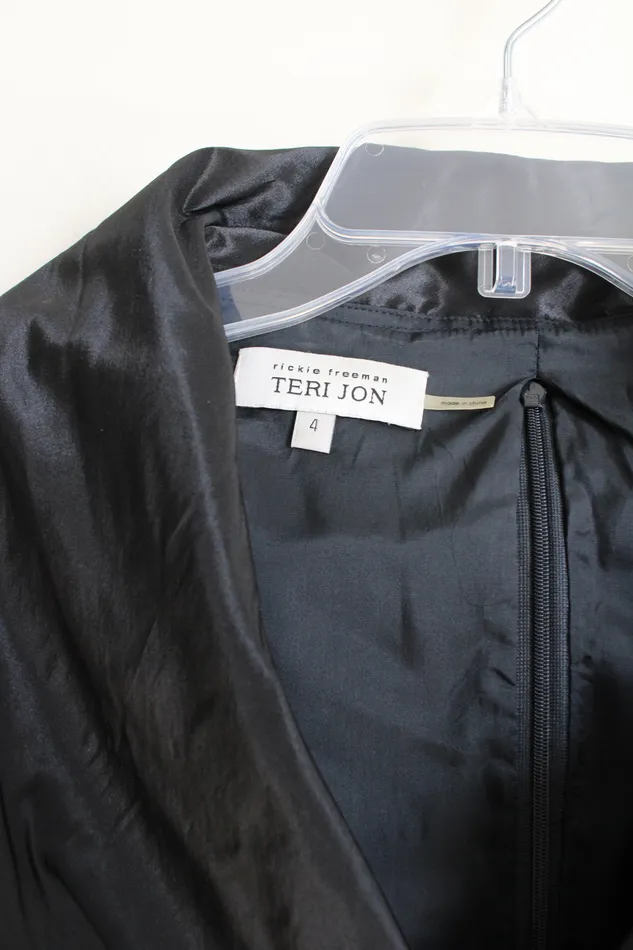 Rickie Freeman Teri Jon Black Satin Dress 4 Teri Jon Rings