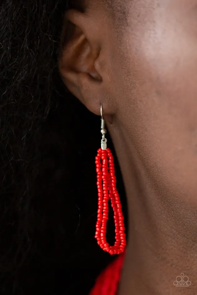 Right As RAINFOREST Red Paparazzi Accessories Earrings
