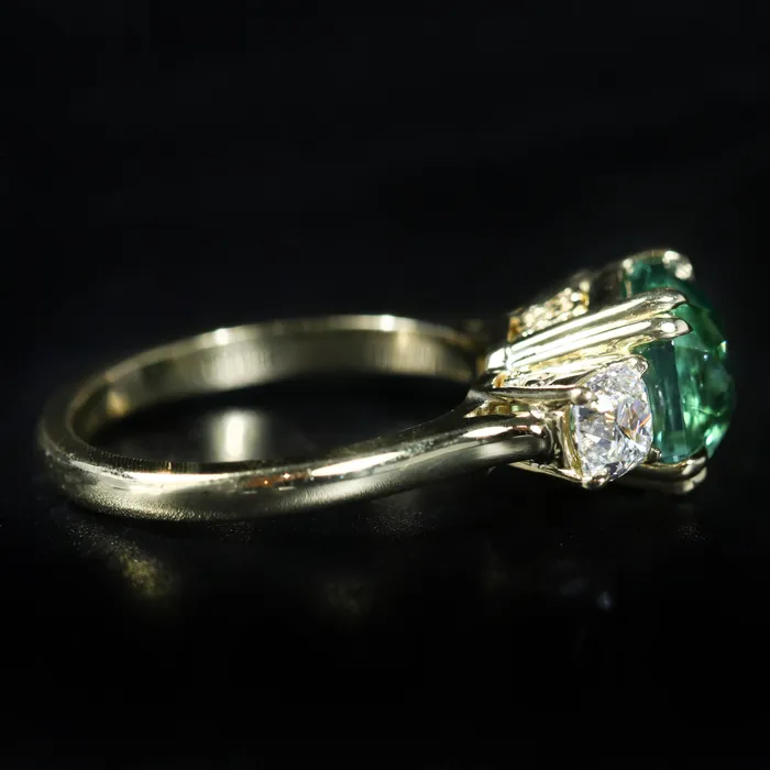 Rings 18k Yellow Gold 380 Carat Tourmaline and Diamond Ring Immaculate Jewelry