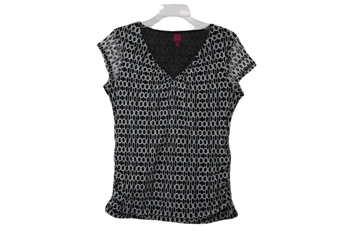 Rings 212 Collection Black Patterned Top M Dressbarn