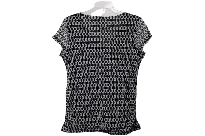 Rings 212 Collection Black Patterned Top M Dressbarn