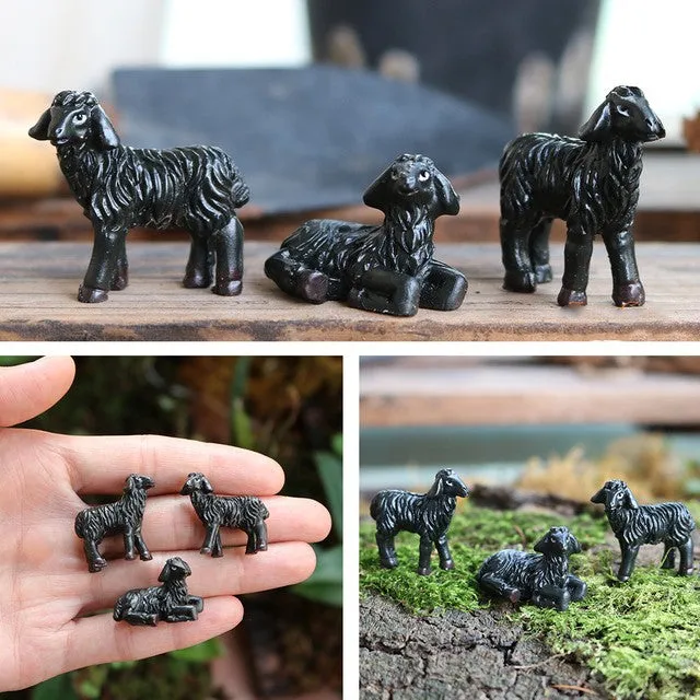 Rings 3 Miniature Black Sheep 1 12 Scale Dollhouse Diorama Farm Animals CJ Rings 3 Miniature Black Sheep 1 12 Scale Dollhouse Diorama Farm Animals CJ
