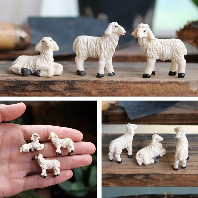 Rings 3 Miniature White Sheep 1 12 Scale Dollhouse Diorama Farm Animals CJ Rings 3 Miniature White Sheep 1 12 Scale Dollhouse Diorama Farm Animals CJ