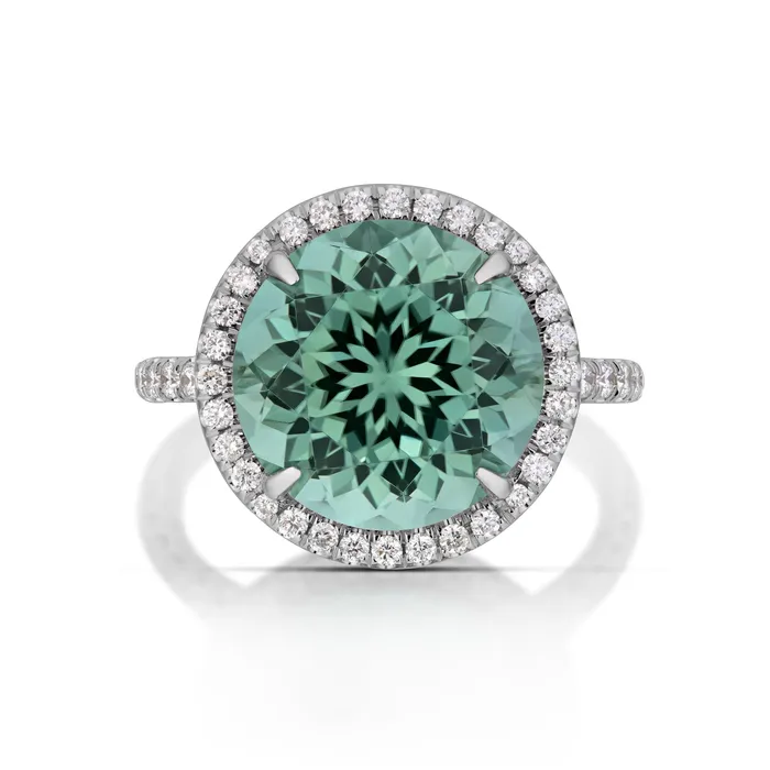Rings 650 Carat Green Tourmaline and Diamond Halo Ring Stephen Silver Fine Jewelry Rings 650 Carat Green Tourmaline and Diamond Halo Ring Stephen Silver Fine Jewelry