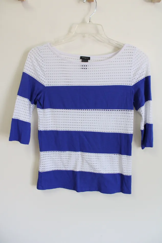 Rings Ann Taylor LOFT Ann Taylor Blue Striped Top M