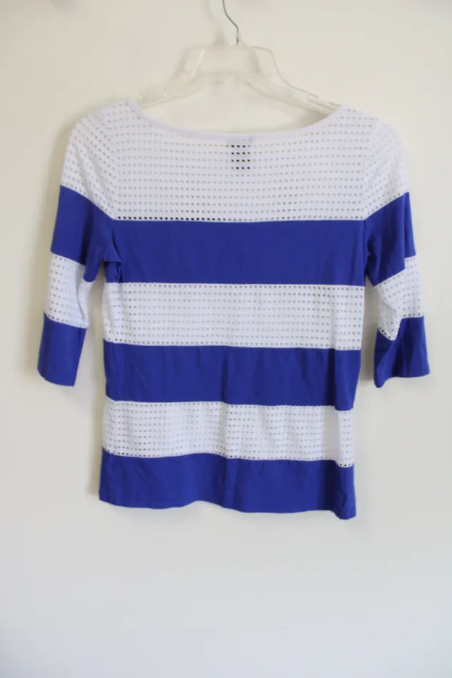 Rings Ann Taylor LOFT Ann Taylor Blue Striped Top M