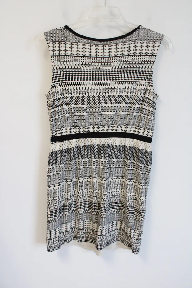 Rings Ann Taylor LOFT LOFT Black Cream Patterned Dress M