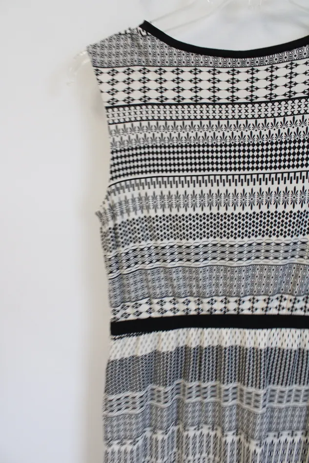 Rings Ann Taylor LOFT LOFT Black Cream Patterned Dress M