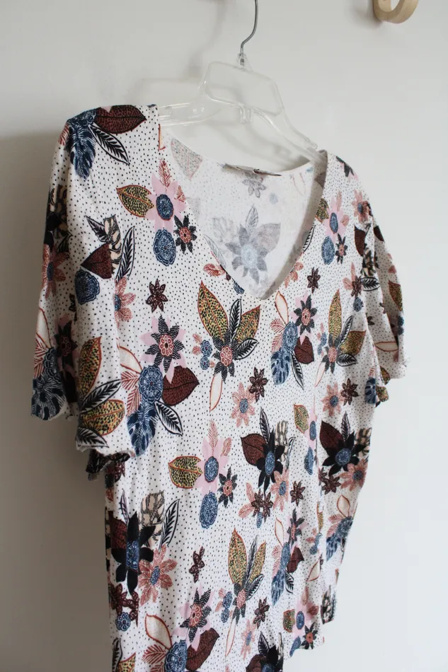 Rings Ann Taylor LOFT LOFT Brown Black Pink Patterned Cotton Top M