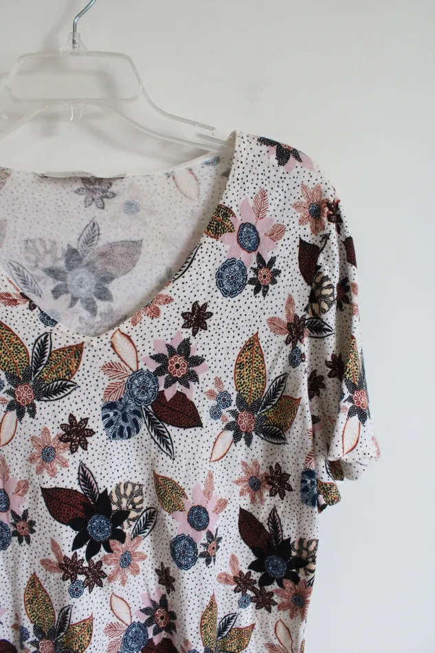 Rings Ann Taylor LOFT LOFT Brown Black Pink Patterned Cotton Top M