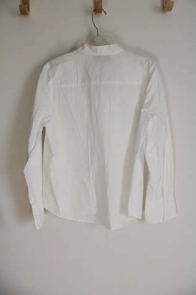 Rings Anthropologie NEW Mare Mare X Anthropologie White Ruffle Front Cotton Shirt M