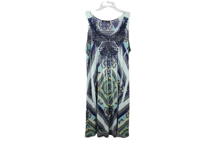 Rings APT9 Apt9 Blue Patterned Dress M