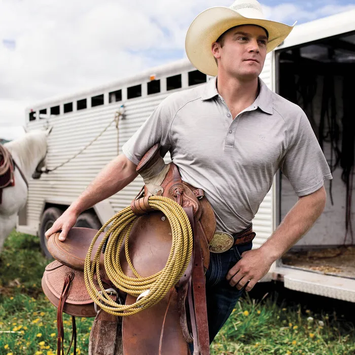 Rings ARIAT MENS CLOTHING ARIAT MENS TEK POLO SILVER LINING