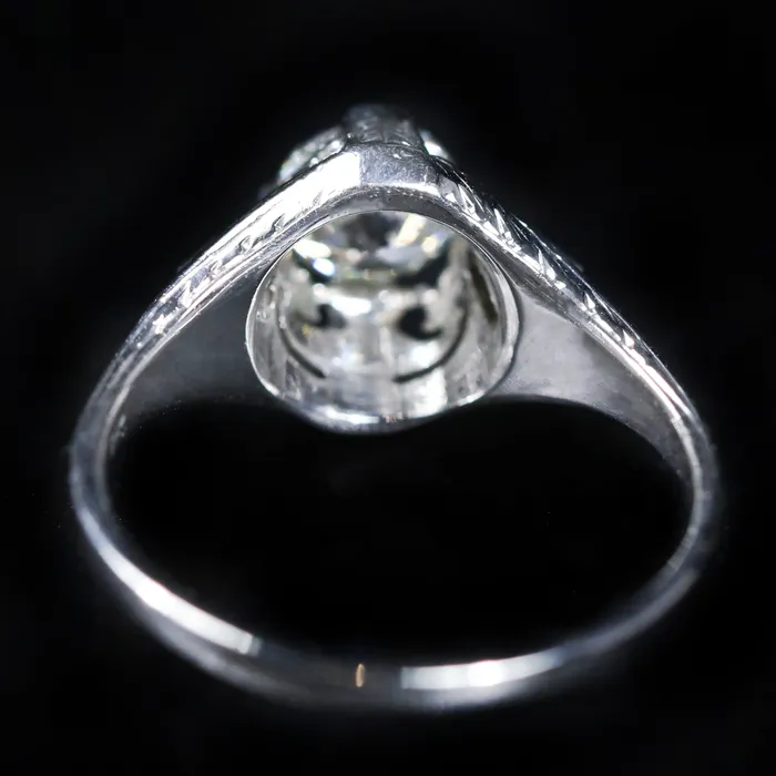 Rings Art Deco 18K White Gold 085 Carat Old Mine Cut Diamond Ring K Goldschmidt