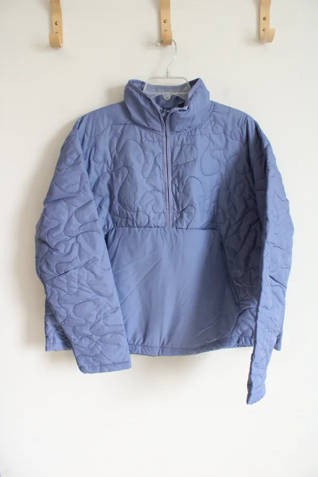Rings Avia Avia Pastel Blue Quilted 14 Zip Pullover Windbreaker Jacket XL 1618