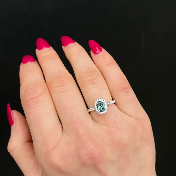 Rings BB Diamonds 14K White Gold GIA 089 Carat Alexandrite and Diamond Ring