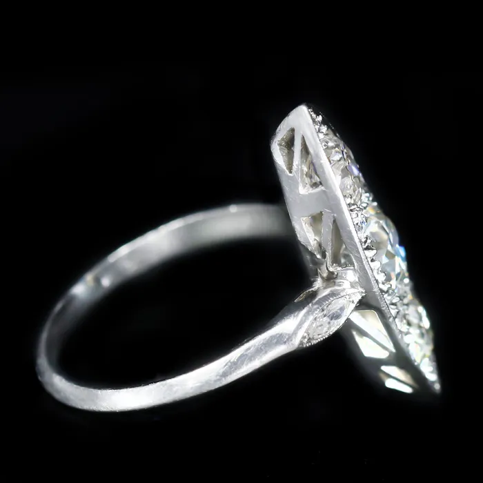 Rings Bernard NachtUnder the Crown Art Deco Platinum 210 CTW Diamond Navette Ring