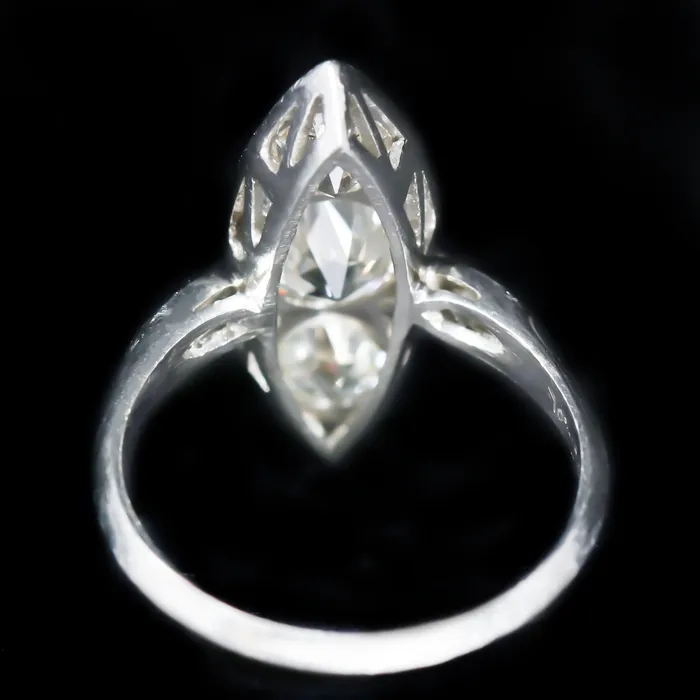Rings Bernard NachtUnder the Crown Art Deco Platinum 210 CTW Diamond Navette Ring