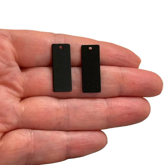 Rings Black Plated 24x9mm Rectangle Tag Charms Black Rectangle Tag Charms 2 pcs in a pack Peppy Beads