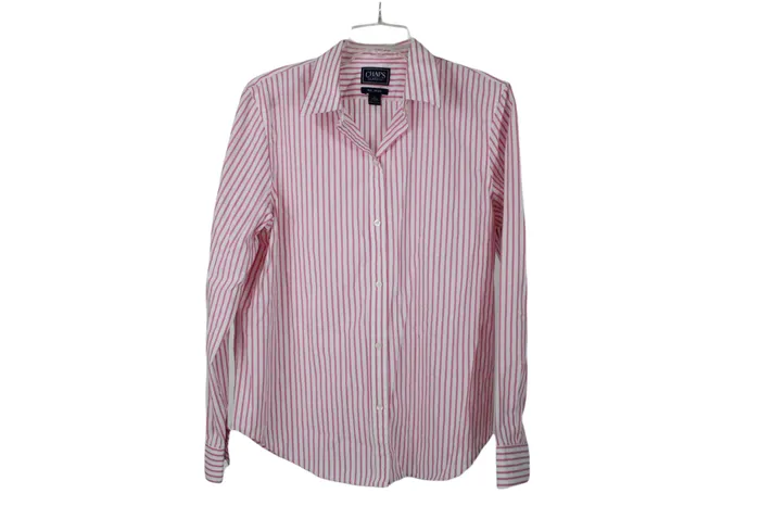 Rings Chaps Classics Pink White Striped Shirt L Chaps