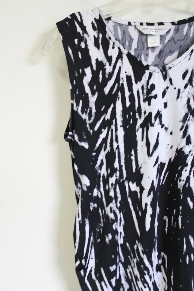 Rings Christopher Banks Christopher Banks Black White Cinched Sides Tank S Petite