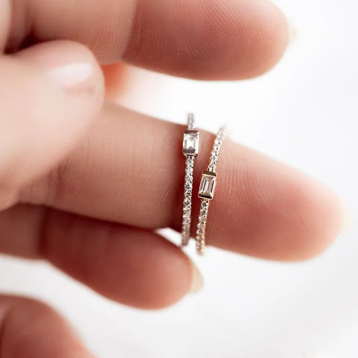 Rings Consider the Wldflwrs Pav Baguette Stacker Rings Consider the Wldflwrs Pav Baguette Stacker