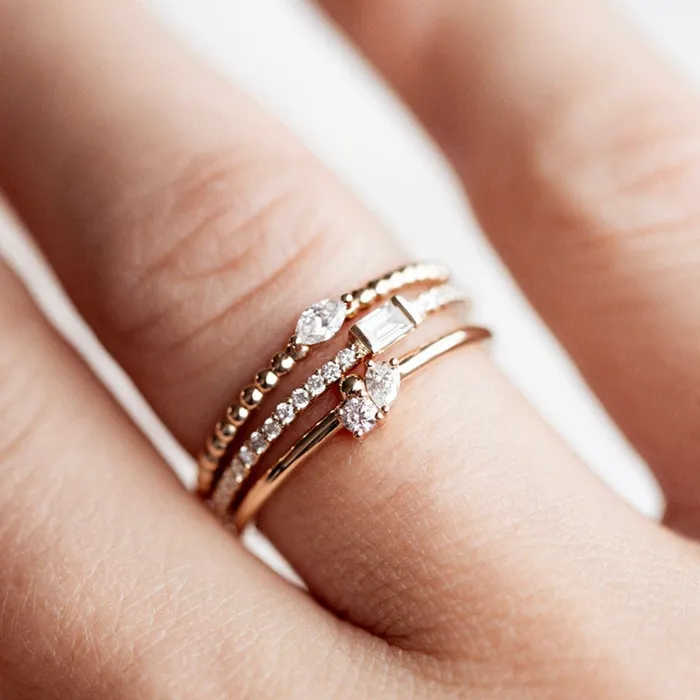 Rings Consider the Wldflwrs Pav Baguette Stacker Rings Consider the Wldflwrs Pav Baguette Stacker