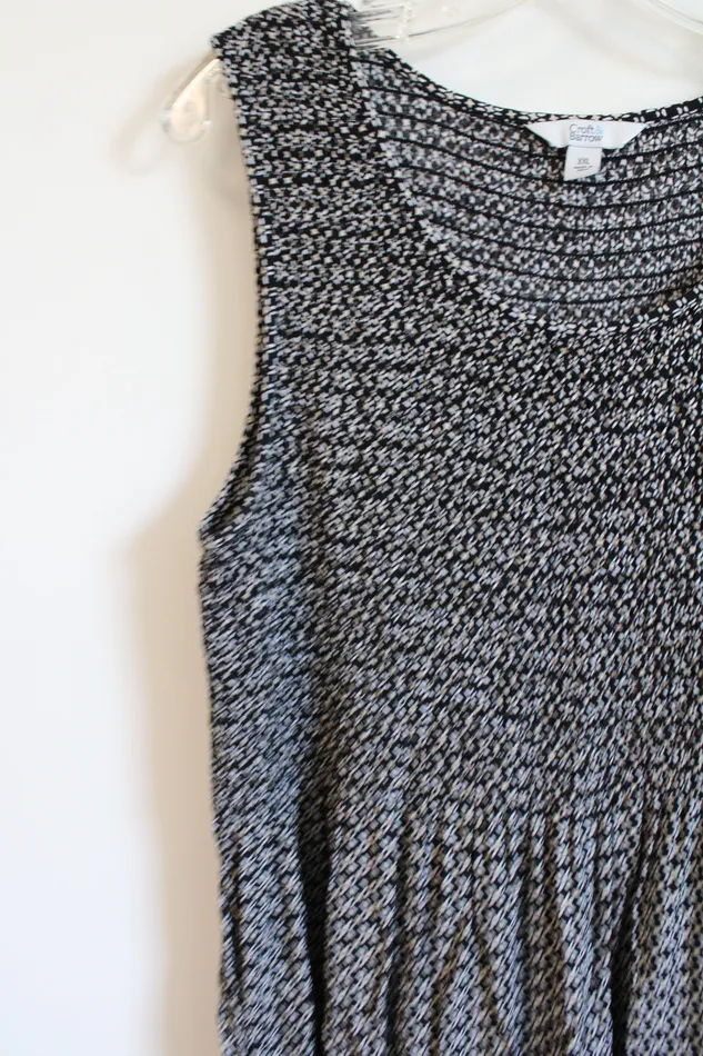 Rings Croft Barrow Croft Barrow Black White Tan Patterned Smocked Dress XXL