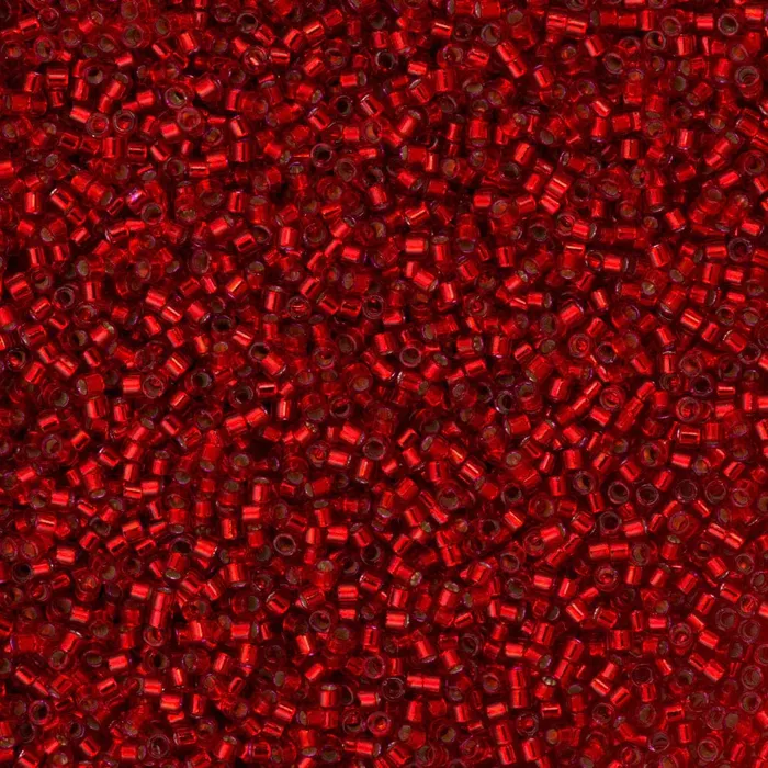 Rings DB0602 Silver Lined Red Dyed Miyuki Delica 110 Peppy Beads