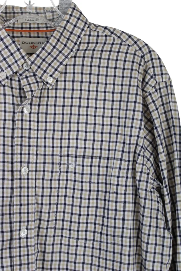 Rings Dockers Dockers Classic Fit Black Tan Plaid Shirt L
